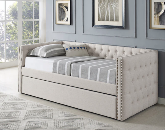 Beige Linen Day Bed