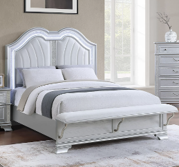 Aidee Queen Bed With LED and Footboard Bench