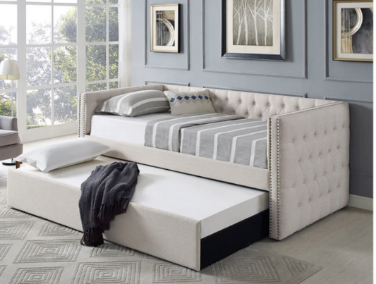 Beige Linen Day Bed